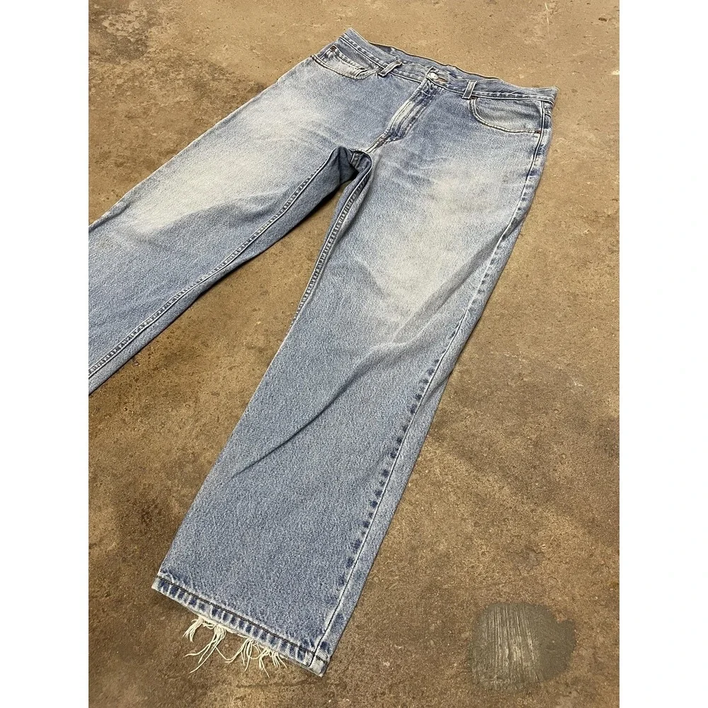 Levis 550‎ Jeans Mens 36x30 Light Wash Blue Relaxed Tapered Zip Fly Distressed